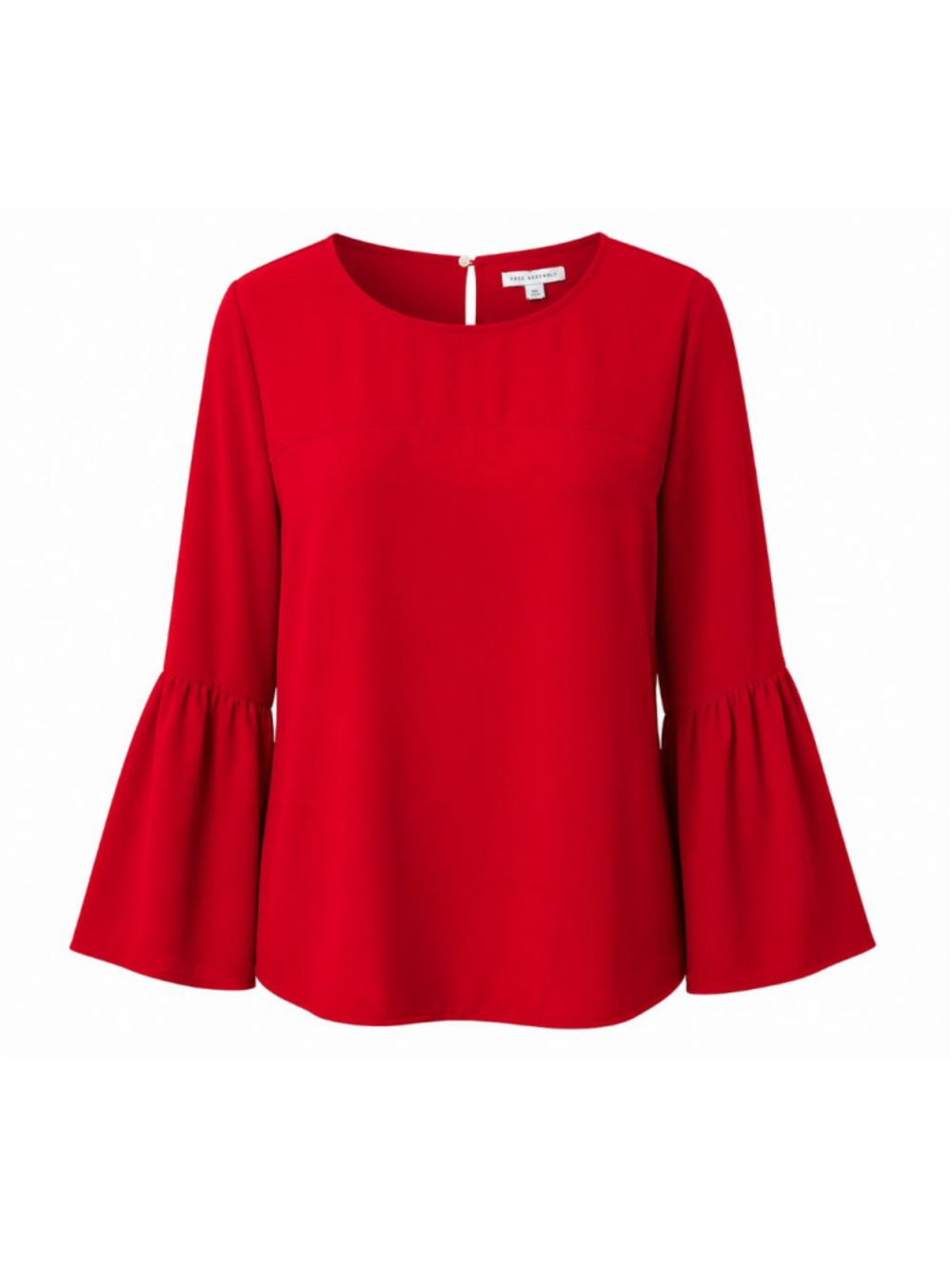 Free Assembly Red Bell Sleeve Blouse Top Flowy Casual Shirt Women NWT 2XL